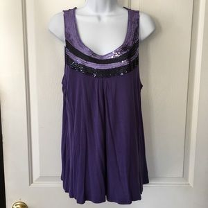 Roz & Ali purple sequin Top sz XL